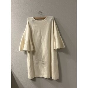 Anthropologie‎ Moth Cream Sweater Dress Bell Sleeve A Line Lagenlook Size XL